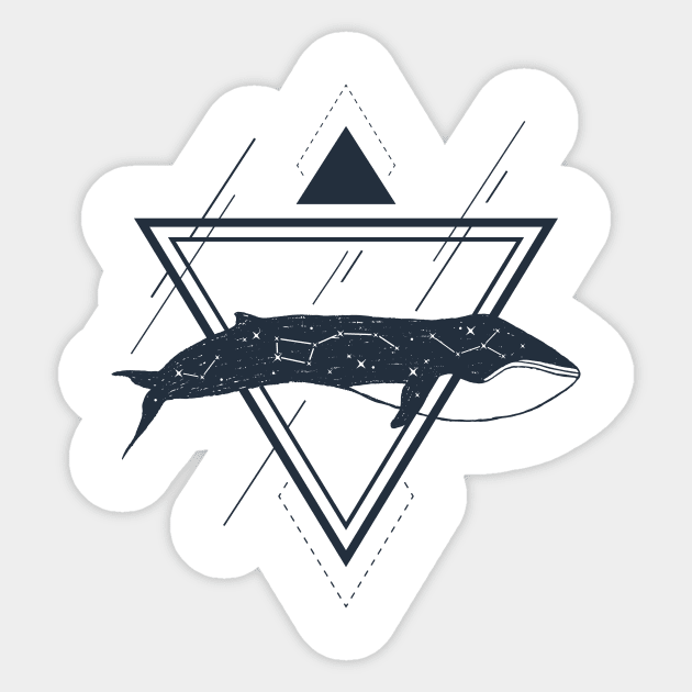 Cosmic Whale. Geometric Style Sticker by SlothAstronaut